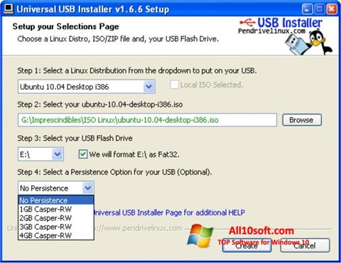 Скріншот Universal USB Installer для Windows 10