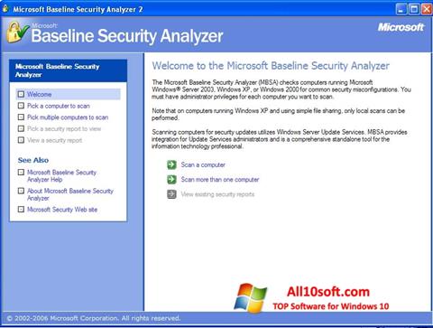 Скріншот Microsoft Baseline Security Analyzer для Windows 10