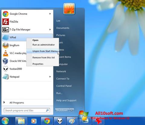Скріншот ViStart для Windows 10