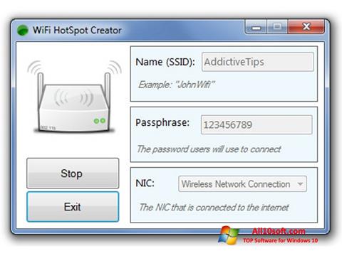 Скріншот Wi-Fi HotSpot Creator для Windows 10