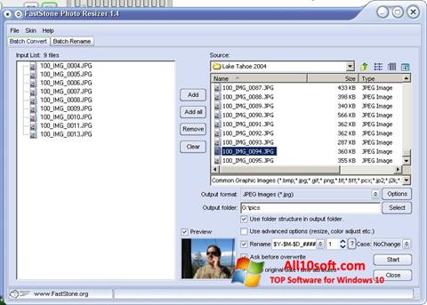 Скріншот FastStone Photo Resizer для Windows 10