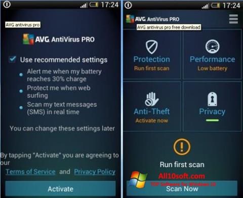 Скріншот AVG AntiVirus Pro для Windows 10