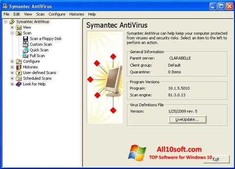 Скріншот Symantec Antivirus для Windows 10