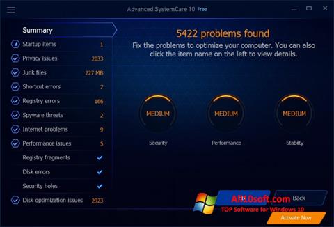 Скріншот Advanced SystemCare Free для Windows 10