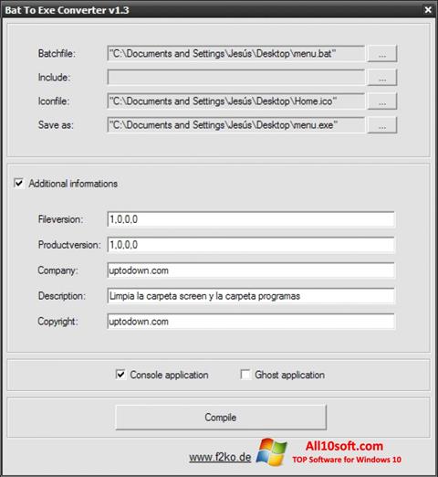 Скріншот Bat To Exe Converter для Windows 10