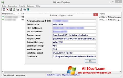 Скріншот WirelessKeyView для Windows 10