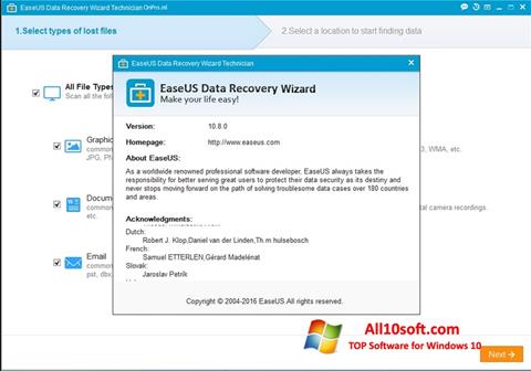 Скріншот EaseUS Data Recovery Wizard для Windows 10
