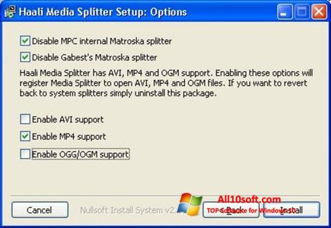 Скріншот Haali Media Splitter для Windows 10