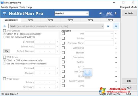 Скріншот NetSetMan для Windows 10