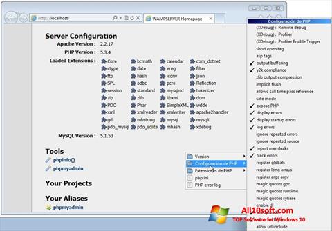 Скріншот WampServer для Windows 10