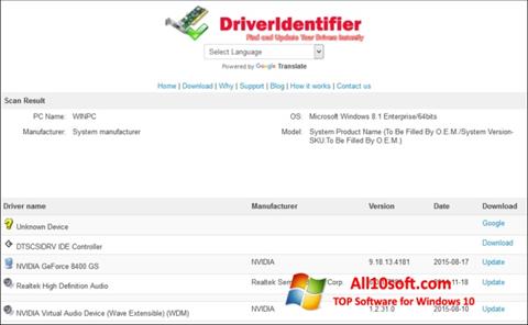 Скріншот Driver Identifier для Windows 10