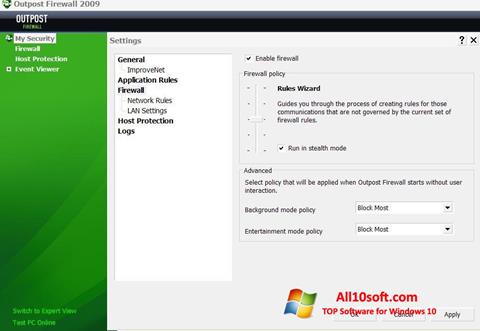 Скріншот Outpost Firewall Free для Windows 10