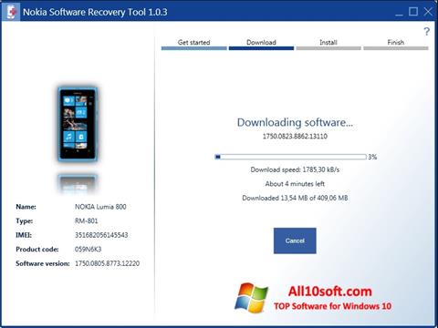 Скріншот Nokia Software Recovery Tool для Windows 10