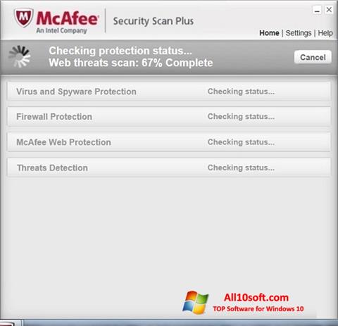 Скріншот McAfee Security Scan Plus для Windows 10