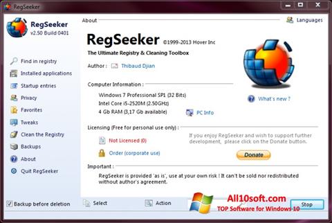 Скріншот RegSeeker для Windows 10