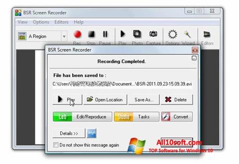 Скріншот BSR Screen Recorder для Windows 10