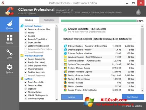 Скріншот CCleaner для Windows 10