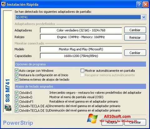Скріншот PowerStrip для Windows 10