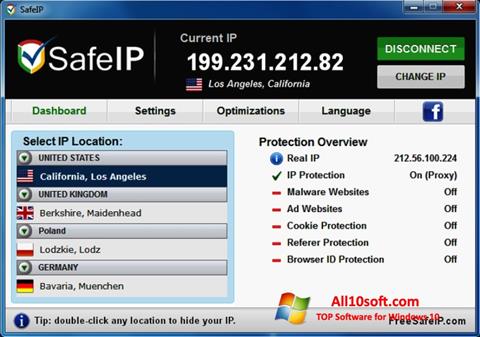 Скріншот SafeIP для Windows 10
