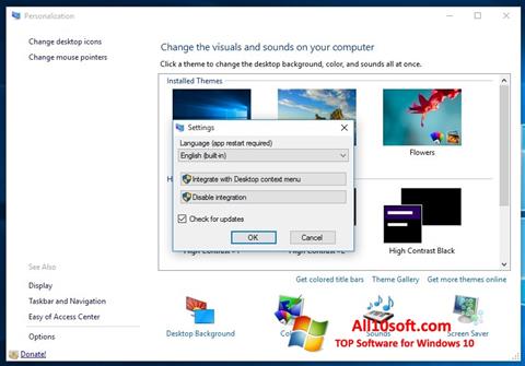 Скріншот Personalization Panel для Windows 10