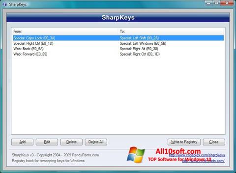 Скріншот SharpKeys для Windows 10